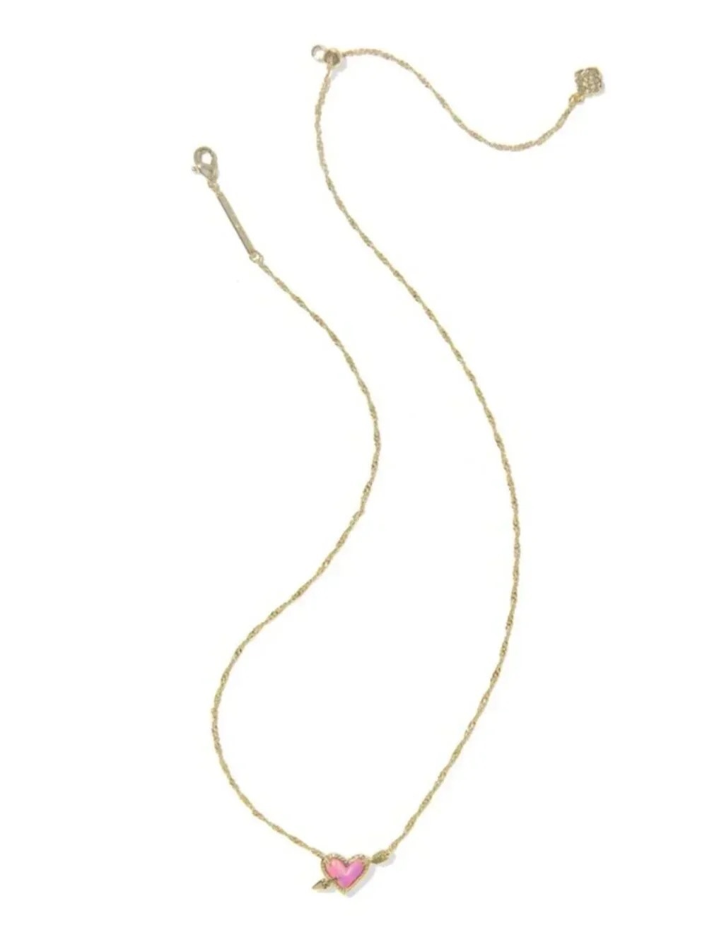Kendra Scott Gold Chain Necklace with Pink Heart Charm